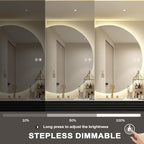 LED Bathroom Mirror with Lights, 44×31Inch Anti-Fog Backlit Vanity Mirror-Half Circle Mirrors with 3-Color, Dimmable Brightness, Shatter-Proof Decor Vanity Mirror