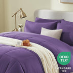 CozyLux Full Size Comforter Sets Purple, 7 Pieces Bed in a Bag, Purple Comforter Full Size, All Season Bedding Sets with Stitch Quilted Comforter, Flat Sheet, Fitted Sheet, Pillowcases