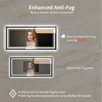 Bathroom Mirrors for Wall, 72x32 Inch Black Framed Gradient Front and Backlit Smart Mirror, 3 Colors Dimmable CRI>90, IP54 Enhanced Anti-Fog Wall Mounted Bathroom Mirror Frame