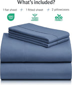 LuxClub 4 PC King Sheet Set, Breathable Luxury Bed Sheets, Deep Pockets Wrinkle Free Cooling Bed Sheets Machine Washable Hotel Bedding Silky Soft - Oxford King