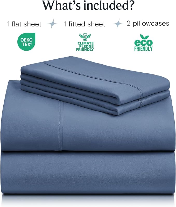 LuxClub 4 PC Full Sheet Set, Breathable Luxury Bed Sheets, Deep Pockets Wrinkle Free Cooling Bed Sheets Machine Washable Hotel Bedding Silky Soft - Oxford Full