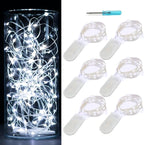 6 Pack Fairy Lights Battery Operated Waterproof Fairy String Lights Firefly Lights LED Starry String Lights 7ft 20 LEDs Silvery Copper Wire for Wedding Party Bedroom Patio Christmas Decor Cool White