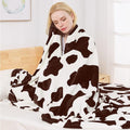 Richave Fleece Cow Print Blanket for All Season - Premium Lightweight Anti-Static Brown and Ivory Throws Travel Blankets Plush Gift for Daughter Mom, Bedroom Decor 51" x 60"(Brown Cow)