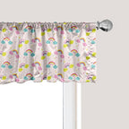 Ambesonne Cartoon Window Valance Pack of 2, Pastel Rainbows Clouds Raindrops Sky Theme, Rod Pocket Curtain Valances for Kitchen Bedroom, 54" X 12", Rose and Multicolor