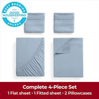 Mellanni Extra Deep California King Sheets - 4 PC Iconic Collection Bedding - Luxury, Ultra Soft, Cooling Bed Sheets - Wrinkle, Fade, Stain Resistant (Cal King, Blue Hydrangea)