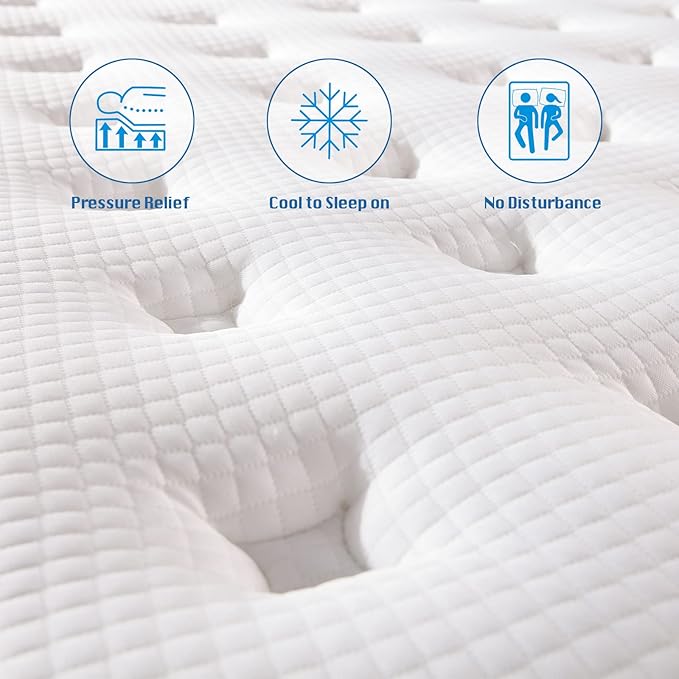 Rimensy King Mattress, 12 Inch Hybrid King Size Mattresses in a Box, Upgrade Individually Pocket Springs, Medium Firm