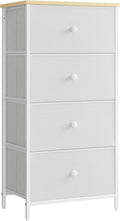 SONGMICS Dresser for Bedroom, Fabric Dresser with 4 Drawers, Metal Frame, Small Chest of Drawers, White and Oak ULTS314W57