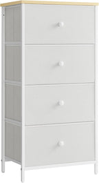 SONGMICS Dresser for Bedroom, Fabric Dresser with 4 Drawers, Metal Frame, Small Chest of Drawers, White and Oak ULTS314W57