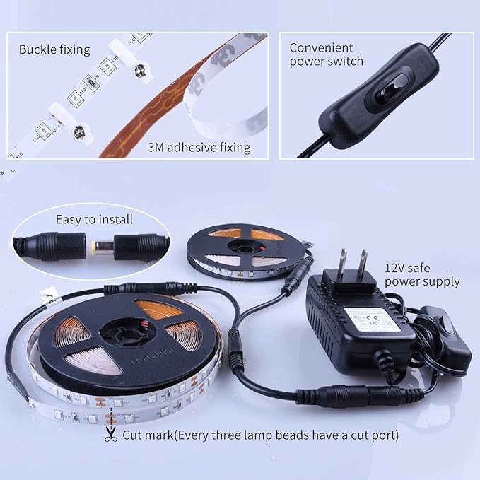 40 Foot Led Black Light Strip Kit, 720 Units Led, 12V Flexible Blacklight Fixtures, Non-Waterproof