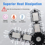 LED Garage Lights Bulb 10+1 Panels 2 Pack -200W, 20000LM 6500K Led Shop Light with 6+1 Deformable Panels, Ceiling Lights for Basement Barn Light Garage