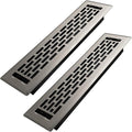 2x12 Inches 2 Pack Heavy Duty Walkable Floor Register - Easy Adjust Air Supply Lever Decorative Floor Vent Covers - Boston Design Vent Covers for Home - Satin Nickel