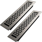2x12 Inches 2 Pack Heavy Duty Walkable Floor Register - Easy Adjust Air Supply Lever Decorative Floor Vent Covers - Boston Design Vent Covers for Home - Satin Nickel