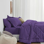 Love's cabin Full Comforter Set Purple, 7 Pieces Full Bed in a Bag, All Season Bedding Sets with 1 Comforter, 1 Flat Sheet, 1 Fitted Sheet, 2 Pillowcase and 2 Pillow Sham