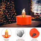 Battery Operated LED Tea Lights: 24PACK Flameless Electric Votive Candles Lamp Realistic and Bright Flickering Holiday Gift Long Lasting 150Hours for Seasonal & Festival Celebration Orange