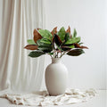 4 Pcs Magnolia Artificial Leaves Branches 25 Inch 3D Real Touch Pick Faux Magnolia Stems Fake Leaves Twigs for Indoor Outdoor Vase Filling Home Wedding Floral Arrangement Decoration