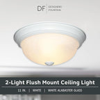 DESIGNERS FOUNTAIN 11 in 2-Light Flush Mount Ceiling Light, White, 1257S-WH-AL (Pack of 6)