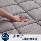 OLANLY Full Quilted Fitted Mattress Pad – Soft Down Alternative Pillow Top Mattress Topper, Cooling Comfort Breathable Mattress Cover, Machine Washable Deep Pocket Mattress Protector, Light Grey