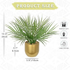 Hollyone Large Artificial Potted Plants Fake Palm Plants 13" Faux Tropical Palm Plant Tree in Gold Metal Pots for Home Room Office House Indoor Decoration
