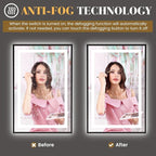 LED Bathroom Mirror,28"x36" Mirror with Black Frame, Front Light and Backlit, Stepless Dimmable, Anti-Fog, Shatter-Proof, Memory, 3 Colors, Double LED Vanity Mirror