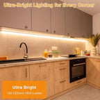 maylit Under Cabinet Strip Lighting Plug in 48in, Ultra Bright Small LED Light Bar, 2700K Warm White, Wired Lights for Kitchen Cabinet, Counter, Workbench, Desk, Closet, Shelf, Indoor