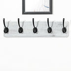WEBI Coat Rack Wall Mount,Coat Hanger Wall,16" Hole to Hole,Coat Hooks Wall Mounted,Hook Rack Rail,5 Hooks for Hanging Coats,Hats,Jacket,Clothes,Entryway,Black/White