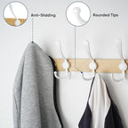 TICONN Wall Mounted Coat Rack, Five Heavy Duty Tri Hooks All Metal Construction for Jacket Coat Hat in Mudroom Entryway (Wood White, 1-Pack)