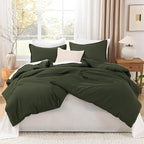 Litanika Oversized King Comforters Olive Green Super King Size, 3 Pieces Lightweight Solid Bedding Comforter Set, All Season Fluffy Bed Set (120x120In Comforter & 2 Pillowcases)