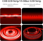 iNextStation COB LED Strip Light Red 16.4FT 5M, DC12V CRI 93+ Dimmable Flexible LED Tape Lights for Bedroom, Kitchen, TV Backlight, Cupboard, Wardrobe, Home Lighting Decor