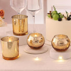10 Pcs Assorted Gold Votive Candle Holders, Larger Size Mercury Glass Votives with Round Candle Holder for Wedding Decorations, Gold Tealight Candle Holder for Party Table Centerpieces