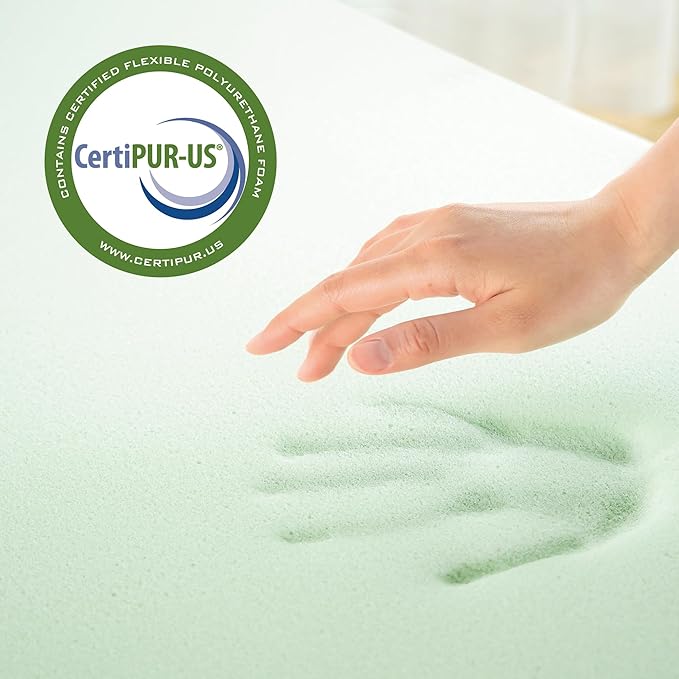 ZINUS 3 Inch Green Tea Memory Foam Mattress Topper, Smaller, More Convenient WonderBox Packaging, Pressure-Relieving Layers, CertiPUR-US Certified, Short Queen