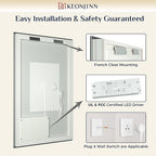 Keonjinn 42 x 36 Inch Backlit Bathroom Mirror, Anti-Fog LED Mirror with Lights, CRI90+ HD Tempered Glass, Stepless Dimmable, High Lumen, UL Listed LED Driver, Waterproof, Horizontal/Vertical