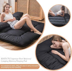 MAXYOYO Japanese Floor Mattress Futon Mattress, 4" Thicken Tatami Mat Sleeping Pad Foldable Roll Up Mat Boys Girls Dormitory Pad Kids Floor Lounger Pillow Bed, Black, Twin Size