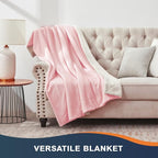 Walensee Sherpa Fleece Blanket (Twin Size 60”x80” Pink) Plush Throw Fuzzy Super Soft Reversible Microfiber Flannel Blankets for Couch, Bed, Sofa Ultra Luxurious Warm and Cozy for All Seasons