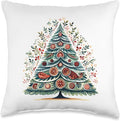 Scandinavian Nordic Winter Boho Christmas Tree Women Throw Pillow