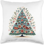 Scandinavian Nordic Winter Boho Christmas Tree Women Throw Pillow