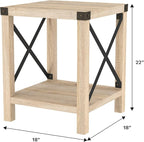 Walker Edison Sedalia Modern Farmhouse Metal X Side Table, 18 Inch, White Oak