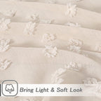 MYSKY HOME Pom Pom Beige Sheer Curtains for Bedroom Girls Room Curtains 72 Inches Long for Nursery Kids Light Filtering Boho Window Drapes, Rod Pocket, 38" Wide, 2 Panels