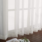 NICETOWN Sheer Window Curtains 72 inches Long, Silver Grommet Light Filtering Window Drapes Airy & Breathable Living Room Voile Panels for Flat/Apartment, Beige, 108" W Total 2 Pieces