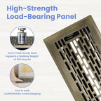 4x14 Inches 2 Pack Heavy Duty Walkable Floor Register - Easy Adjust Air Supply Lever Decorative Floor Vent Covers, Boston Design Vent Covers for Home - Antique Brass