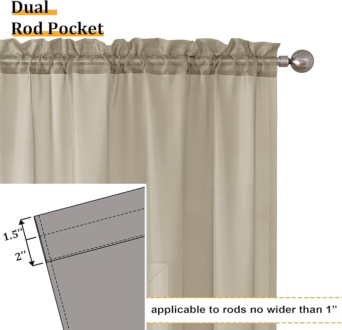 Aiyufeng Taupe Sheer Curtains 54 Inches Long 2 Panels Set, Semi Transparent Voile Rod Pocket Sheer Window Drapes for Bedroom Bed Canopy Living Room Dining Wedding Party Backdrop, 42W x 54L inch