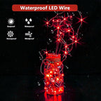 3 Pack Fairy Lights Battery Operated with Remote Control Timer, 26 FT 80 LED String Lights Outdoor Indoor Decorations, 8 Modes Twinkle Lights for Christmas Party Wedding Birthday Bedroom Décor (Red)