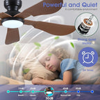 52 Inch Modern Ceiling Fans with Lights, Flush Mount Ceiling Fan with Light and Remote/APP Control, 5 Reversible 6 Speeds Curved Blades, 3 CCT Dimmable Lights for Kids Room, Brown