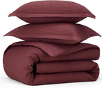 Bedsure Cotton Duvet Cover King - 100% Cotton Waffle Weave Maroon Red Duvet Cover King Size, GentleSoft™ and Breathable Bedding Set for All Season, 3 Pieces, 104"x90"