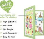 KINLINK 10x12.5 Kids Art Frames Set of 2, Solid Wood Kids Artwork Frames Changeable with Acrylic Front Opening Holds 150 Pictures, Art Frame for Kids Artwork with Mat or without Mat, Light Green