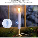 4-Pack Electric Christmas Window Candle Lights Dusk to Dawn with Shatterproof Plastic LED Bulbs, Plug-in Corded Window Candle Lamps, Auto On/Off Light Sensor, 4 Suction Cups Included, Warm White