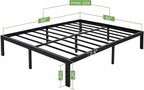 45MinST 14 Inch Reinforced Platform Bed Frame/3500lbs Heavy Duty/Easy Assembly Mattress Foundation/Steel Slat/Noise Free/No Box Spring Needed, Queen