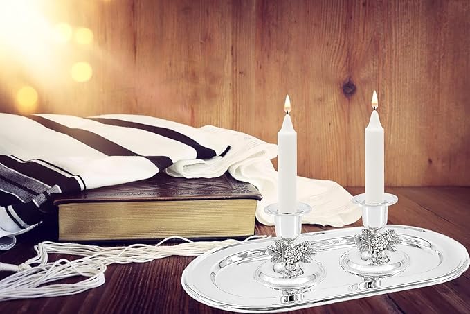 The Dreidel Company Shabbat Candlesticks Candle Holders Silver Plated, 2 Candlesticks Set (24 Sets)