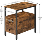 HOOBRO End Table, Narrow Chairside Table with Drawer and Open Storage Shelf, Nightstand for Small Spaces, Stable and Sturdy Construction, Wood Look Accent Furniture, Rustic Brown and Black BF548BZ01G2