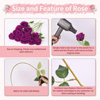 52 PCS Purple Artificial Roses Bulk, Fake Artificial Flowers Bridal Bouquet Silk Faux Rose with Stems for Wedding Flowers Decoration, Valentine's Day, Bridal Bouquet, Anniversary, Home Decor (52PCS)