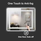 LED Bathroom Mirror, 36"x 36" with Front and Backlit, Anti-Fog, Bathroom Vanity Mirror for Wall, Memory Function, Stepless Dimmable, Tempered Glass (Horizontal/Vertical)